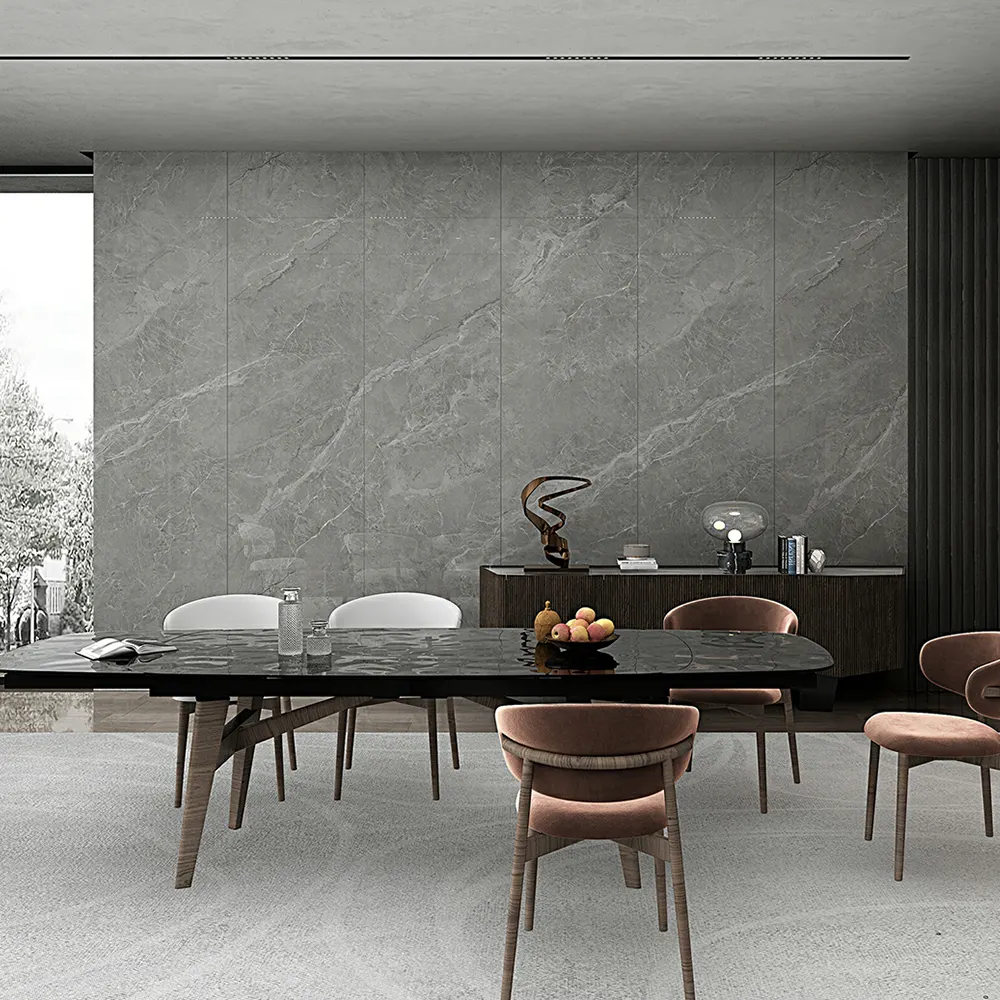 Marble-Look Gray Polished Sintered Stone Slab 800x2600mm