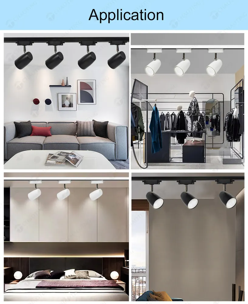 Aluminum Track Spotlight Housing GU10/MR16 for 2-Wire Track