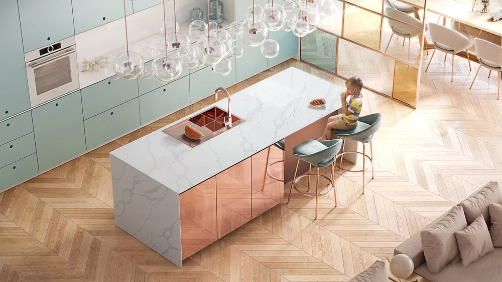 Calacatta Engineered Quartz Slab 3200x1600mm