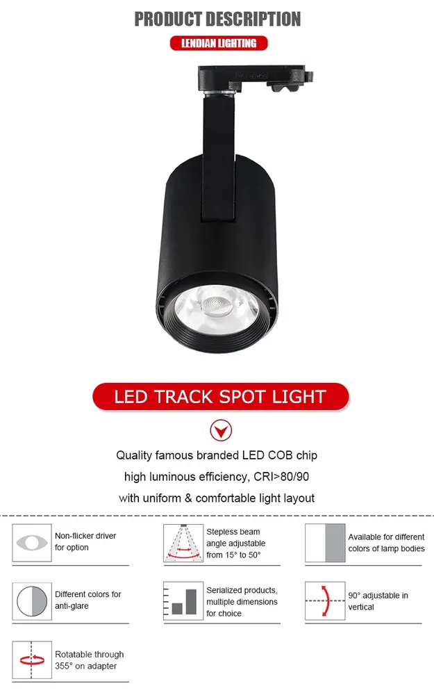 Adjustable Aluminum LED Track Spotlight 15-30W