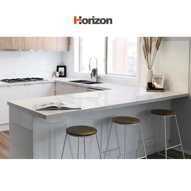 Calacatta White Polished Engineered Quartz Slab 3200x1600mm