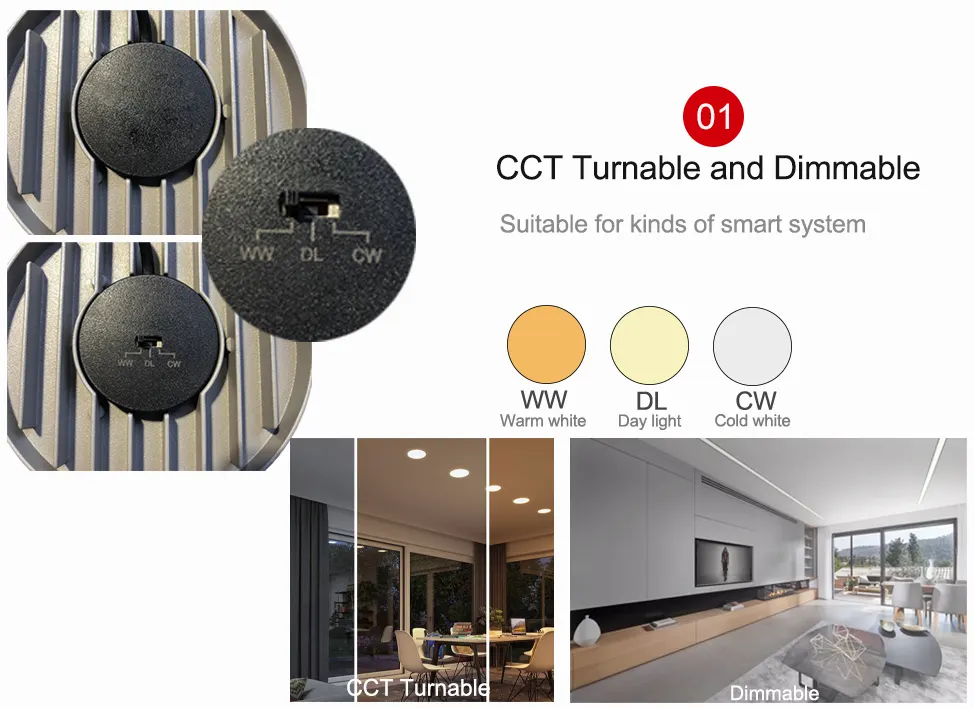 Slim Dimmable Recessed Round LED Downlight 7-30W