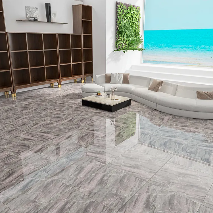 Non-Slip Marble-Look Polished Porcelain Wall And Floor Tile 800x800mm