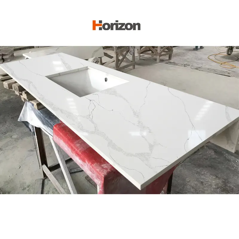 Calacatta White Polished Engineered Quartz Slab 3200x1600mm