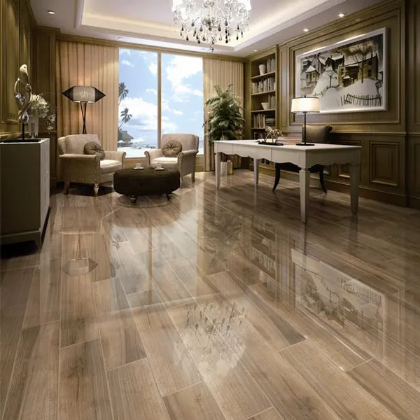 Wood-Look Polished Porcelain Floor Tile 600x600mm