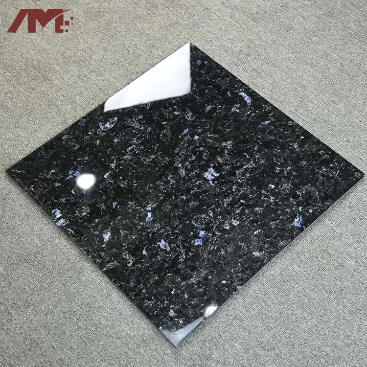 Terrazzo-Look Black Polished Porcelain Floor Tile 600x600mm