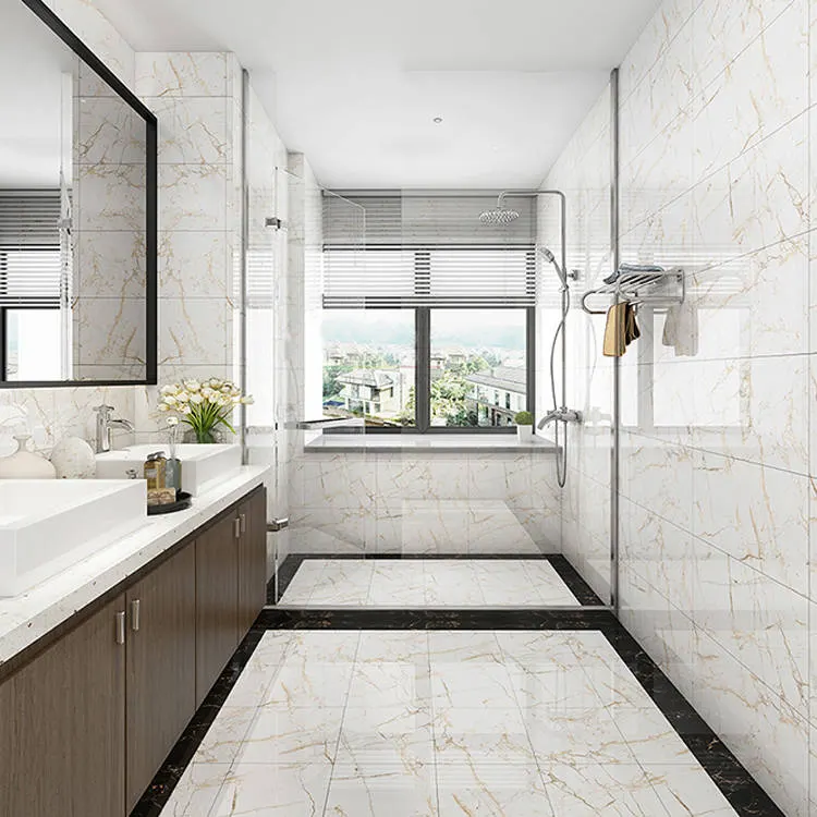 Marble-Look White Polished Porcelain Wall And Floor Tile 600x600mm