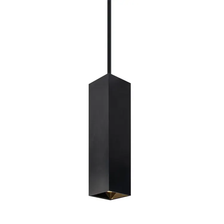Dimmable Aluminum LED Pendant Light 55x55x245mm Black 8-30W