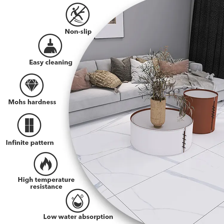 Marble-Look Polished Porcelain Wall And Floor Tile 600x1200mm