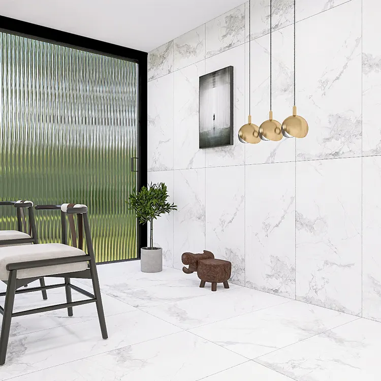 Non-Slip Carrara White Matte Ceramic Outdoor Tile 600x1200mm