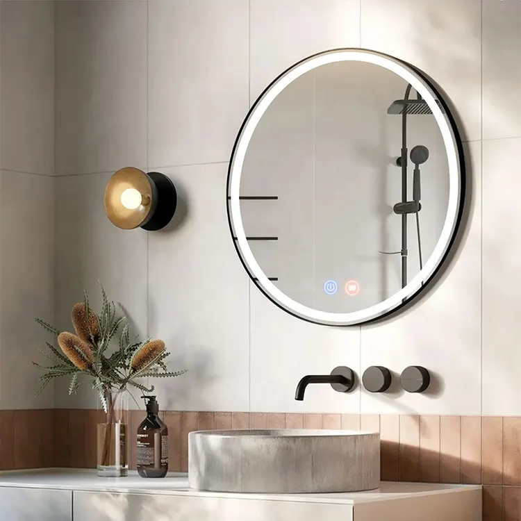 Touch-Controlled Smart Dimmable Round LED Bathroom Mirror