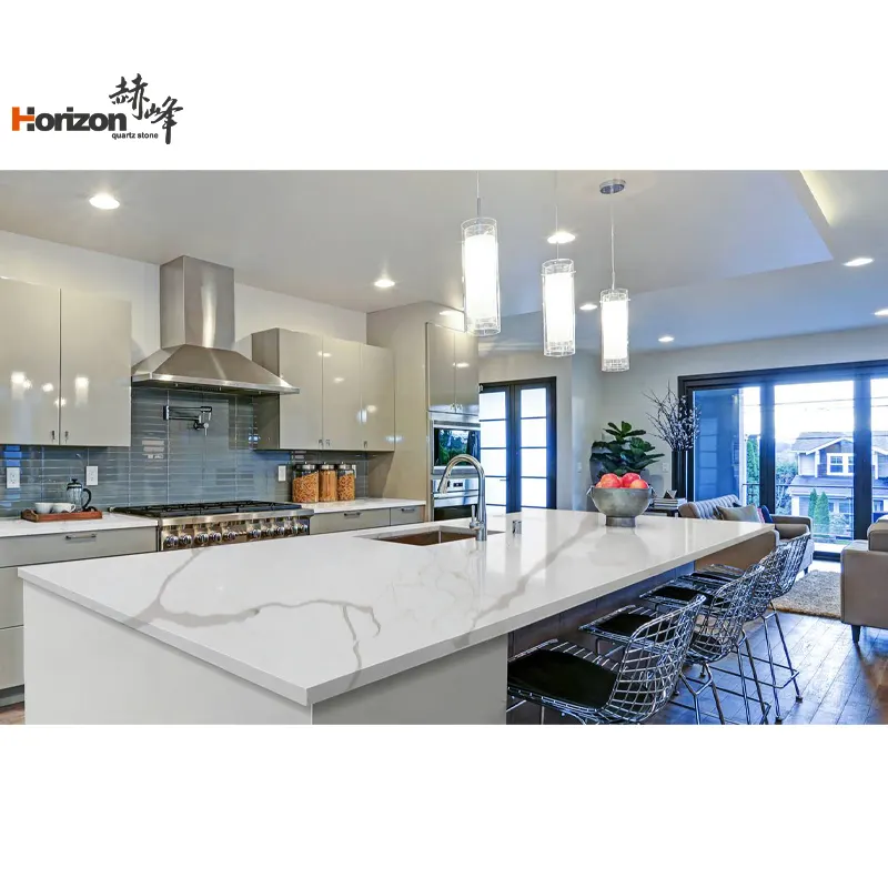 Calacatta Gray/White Engineered Quartz Slab 3200x1600mm