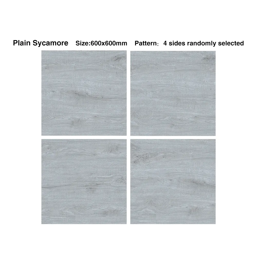 Non-Slip Wood-Look Gray Porcelain Exterior Wall Tile 600x600mm