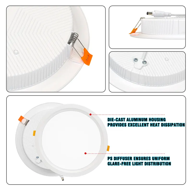 Round Aluminum LED Downlight 6-24W 100mm 3000K/4000K/6500K