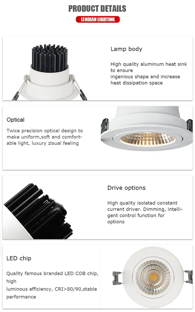 Adjustable Dimmable Recessed LED Downlight 8/12W