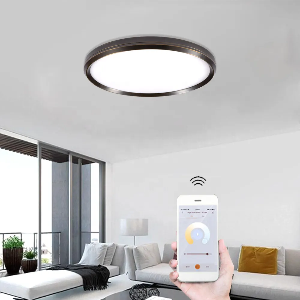 Slim Smart Surface-Mounted LED Panel Light 400x48 Gold 30-72W