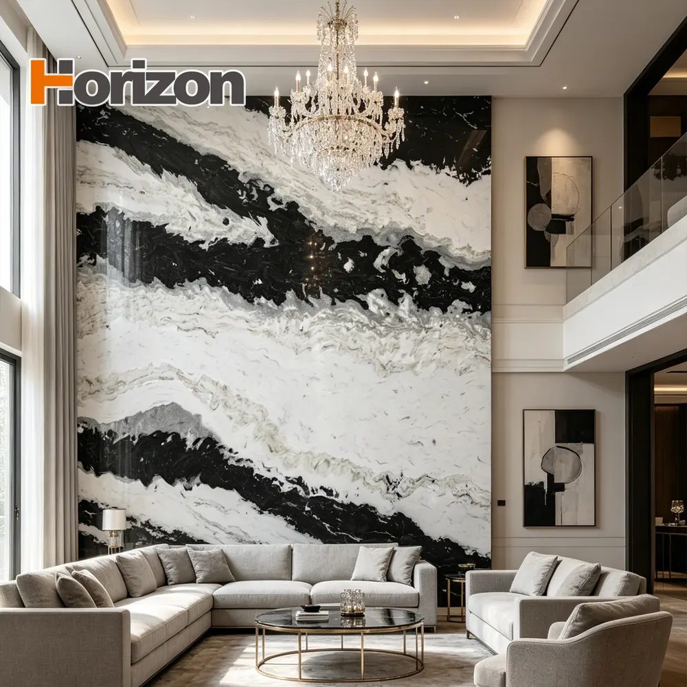 Stone-Look Polished Engineered Quartz Slab 3200x1600mm