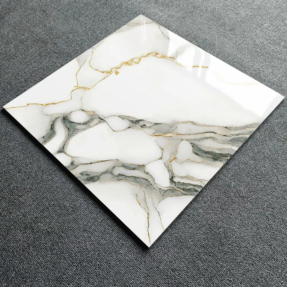 Non-Slip Marble-Look Gold Porcelain Wall And Floor Tile 600x600mm