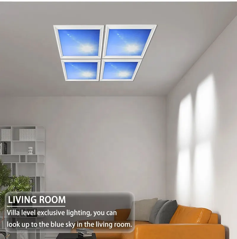 Smart Recessed Aluminum LED Sky Panel Light 600x600 Blue