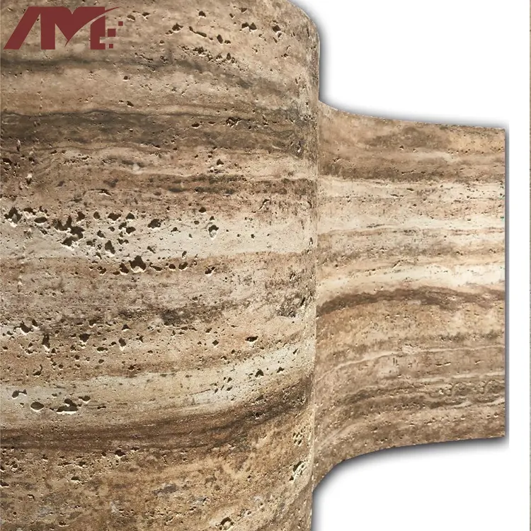 Travertine Brown Flexible Stone Veneer Wall Panel 600x1200mm