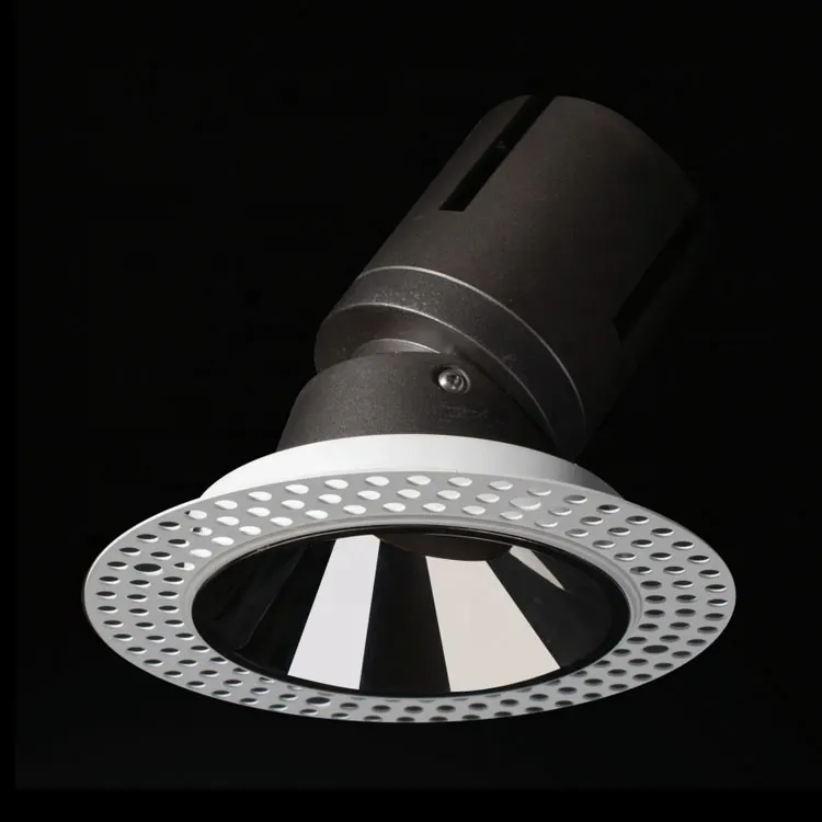 Trimless Dimmable Recessed Round LED Downlight Black 9-40W