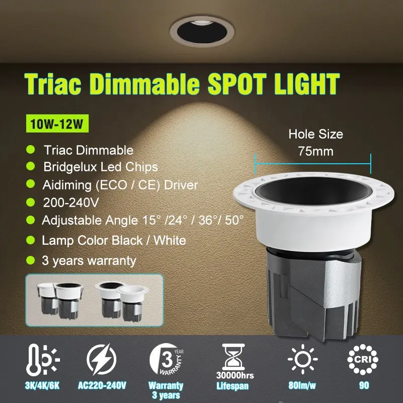 Anti-Glare Adjustable Smart Dimmable COB LED Downlight