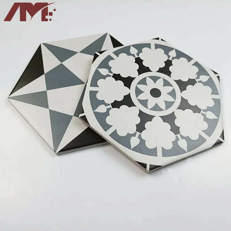 Marble-Look Porcelain Hexagonal Tile 200x230mm