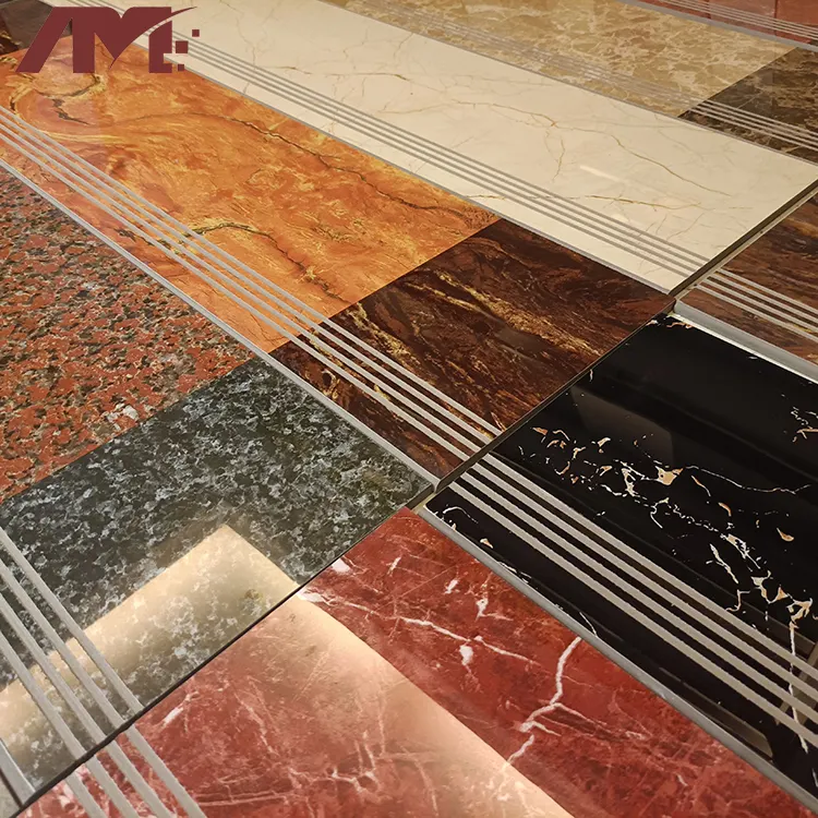 Marble-Look Glazed Porcelain Stair Tread Tile 470x1200mm