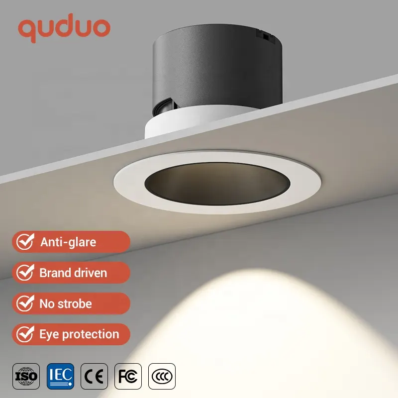 Anti-Glare Recessed Aluminum COB LED Downlight Black/White 15W product sample