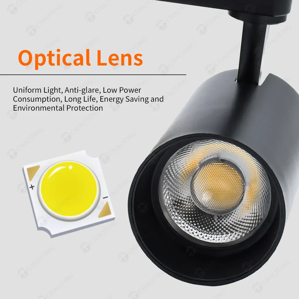 Adjustable Recessed Aluminum COB LED Track Spotlight 12-40W for 2-Wire Track
