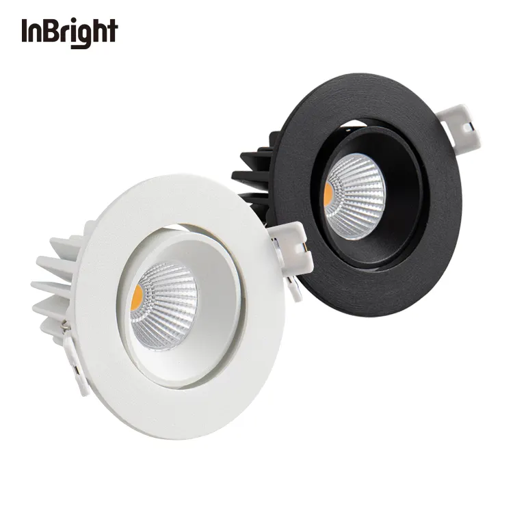 Adjustable Dimmable Recessed COB LED Downlight Black/White 8W