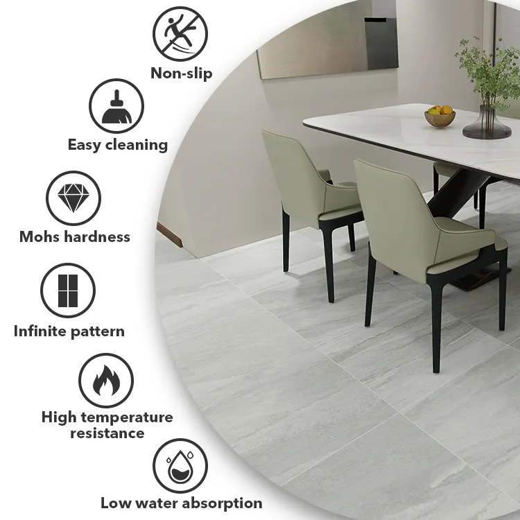Non-Slip Stone-Look Porcelain Floor Tile 600x600mm