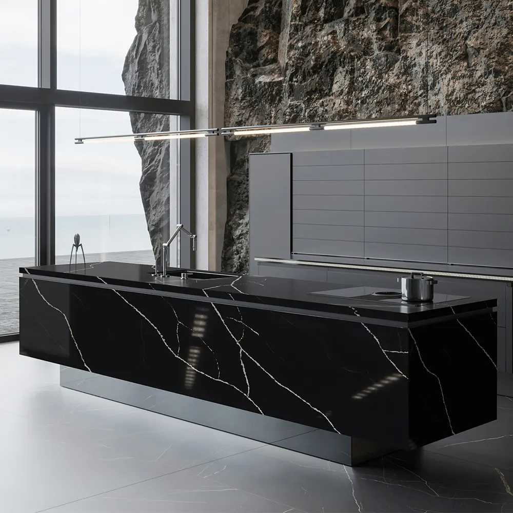 Black Engineered Quartz Slab 3200x1600mm