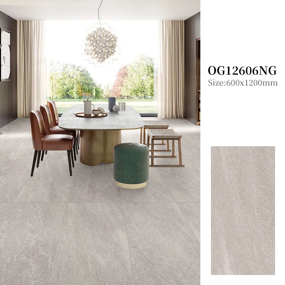 Non-Slip Stone-Look Ceramic Floor Tile 600x1200mm
