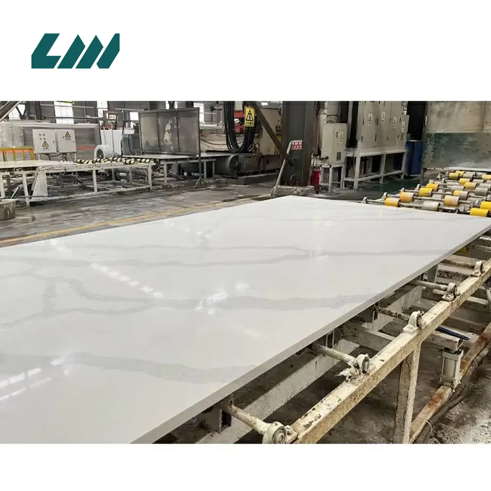 Silica-Free White Polished Engineered Quartz Slab 3200x1600mm