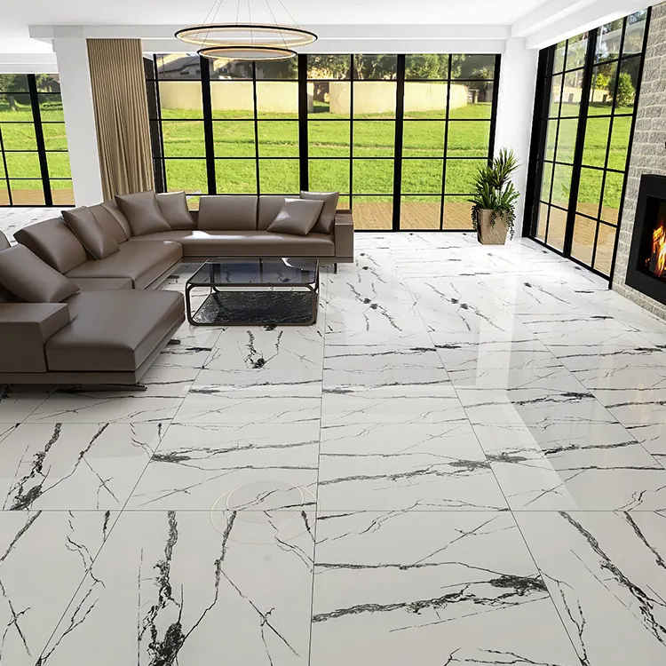 White Marble-Look Polished Porcelain Tile 800x800mm