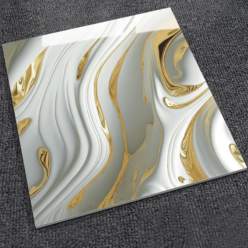 Stone-Look Gold Glazed Porcelain Wall Tile 600x600mm