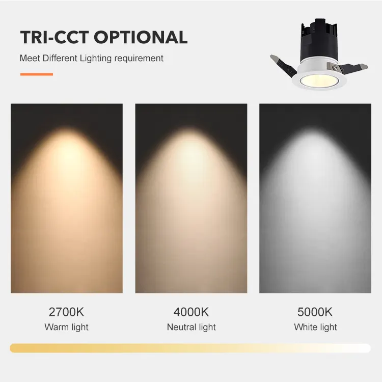 Recessed Aluminum COB LED Downlight 7W IP20