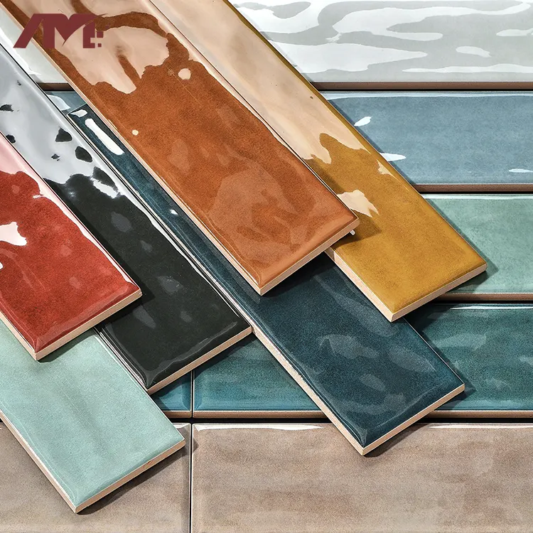 Blue Glossy Porcelain Wall Tile 75x300mm
