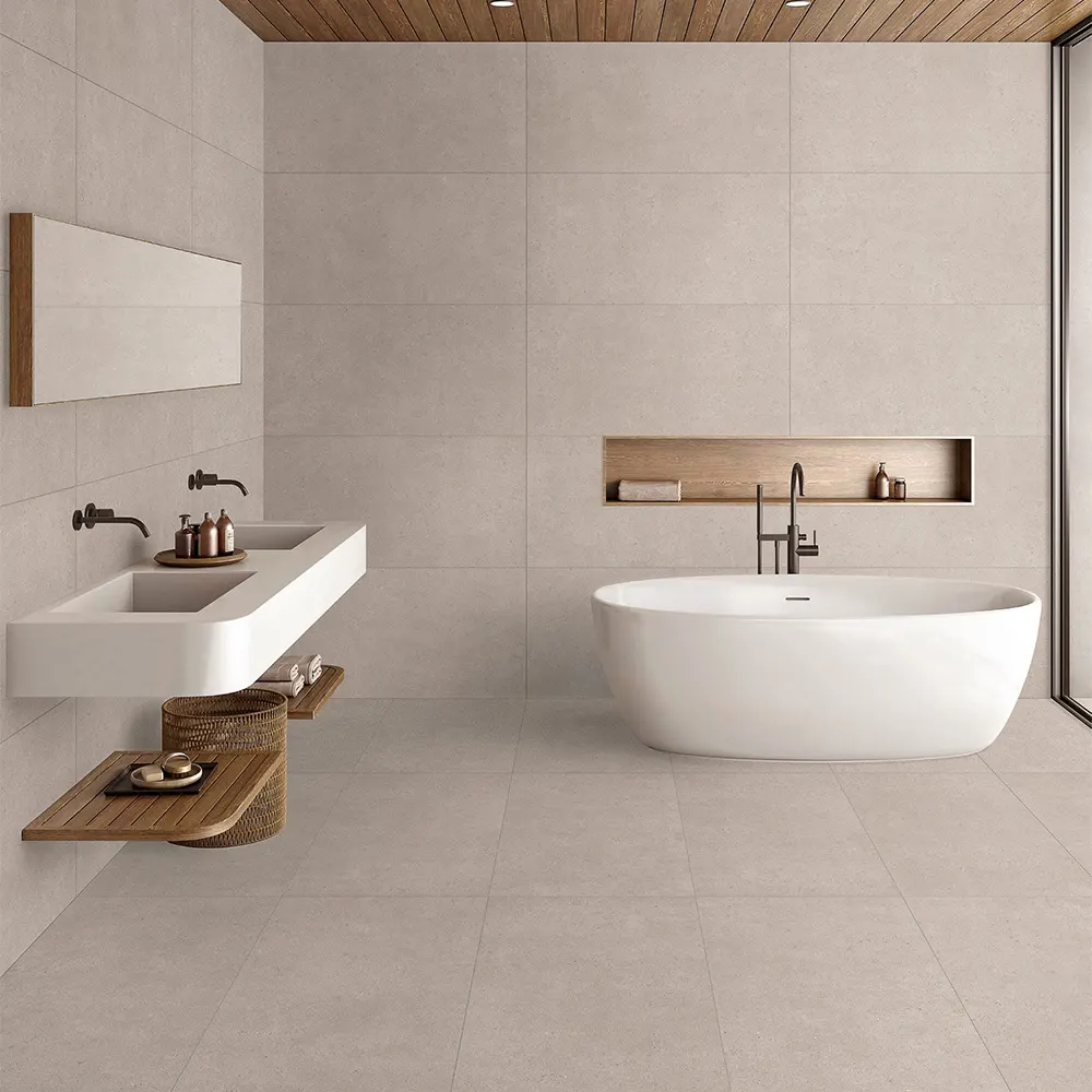 Marble-Look Glazed Ceramic Floor Tile 600x1200mm