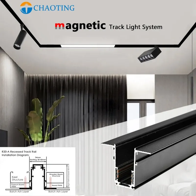 Tuya Smart Dimmable Surface-Mounted Magnetic COB LED Track Spotlight 6-40W 48V