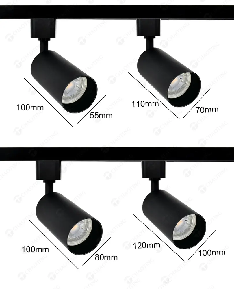 Aluminum Track Spotlight Housing MR16/GU10 for 2/3/4-Wire Track