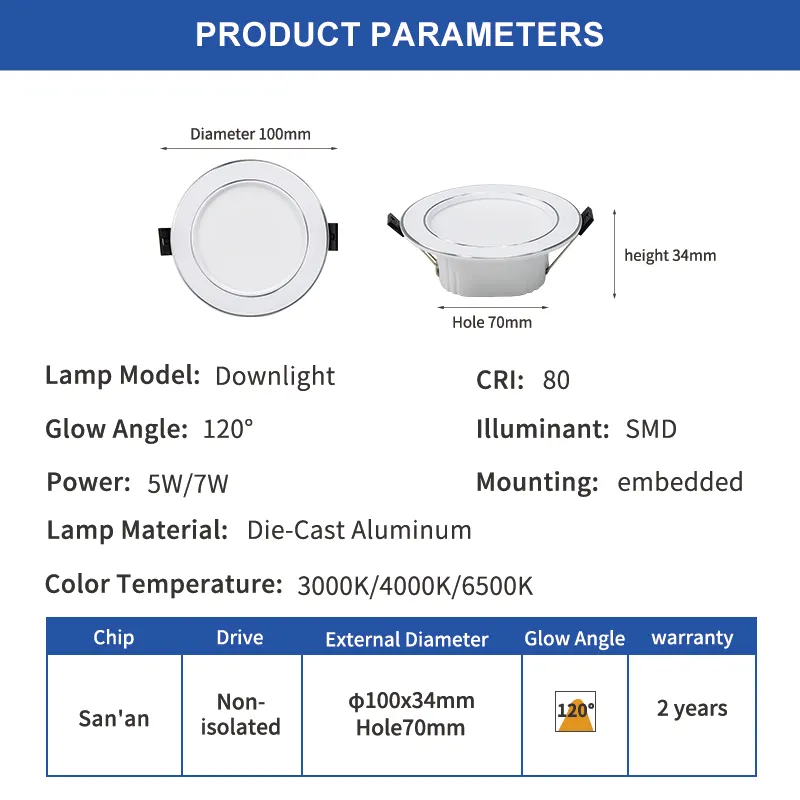 Slim Dimmable Recessed LED Downlight 5-15W
