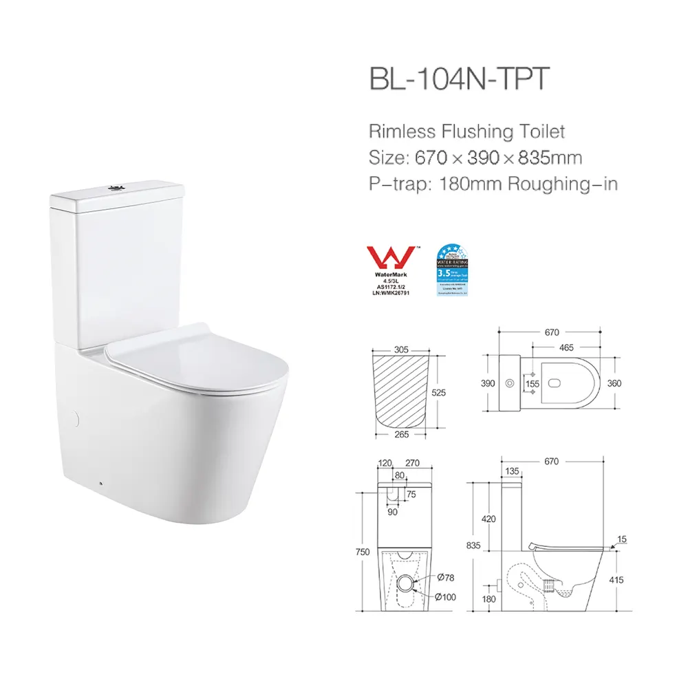 Two-Piece Dual-Flush Ceramic Toilet