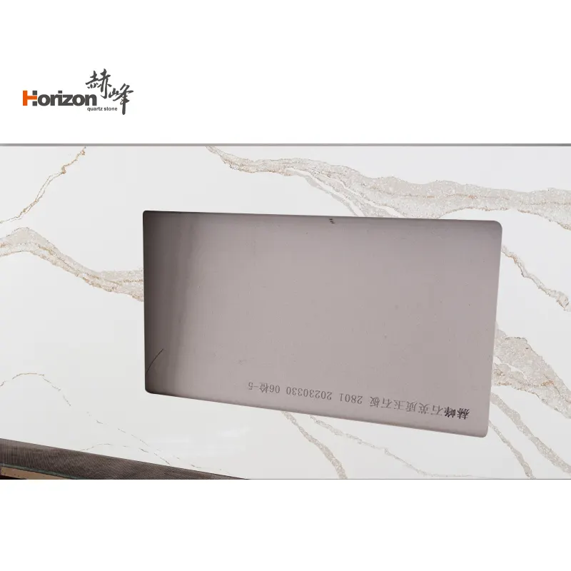White And Gold Calacatta Engineered Quartz Slab