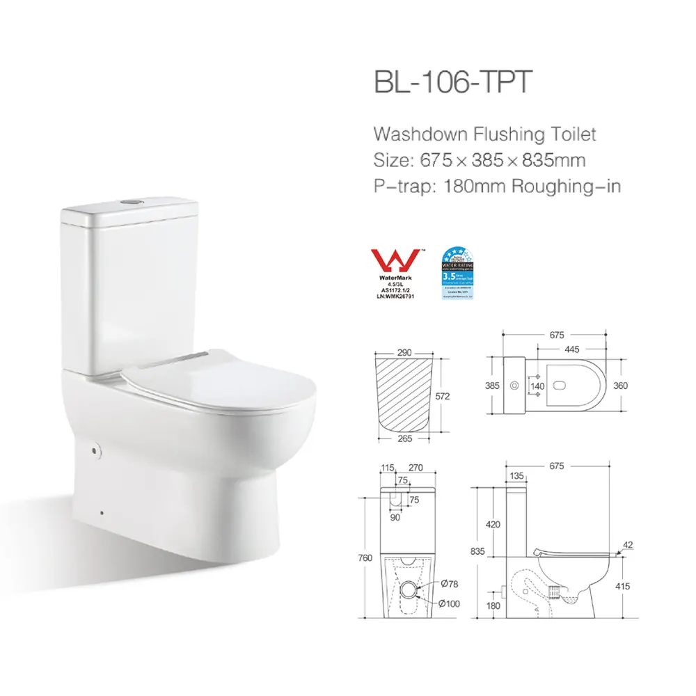 White Dual-Flush Two-Piece Ceramic Toilet