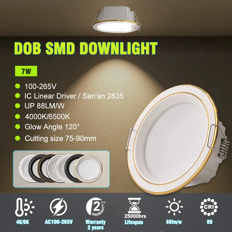 Anti-Glare Dimmable Recessed LED Downlight 5/7W 3000K/6500K
