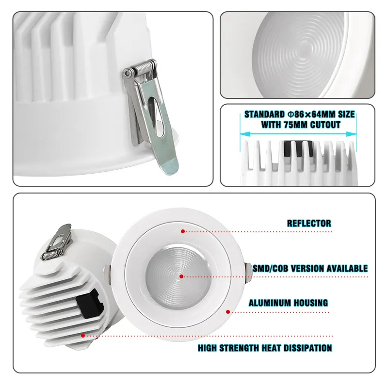 Adjustable Smart Dimmable Recessed LED Downlight 12W 1-10V