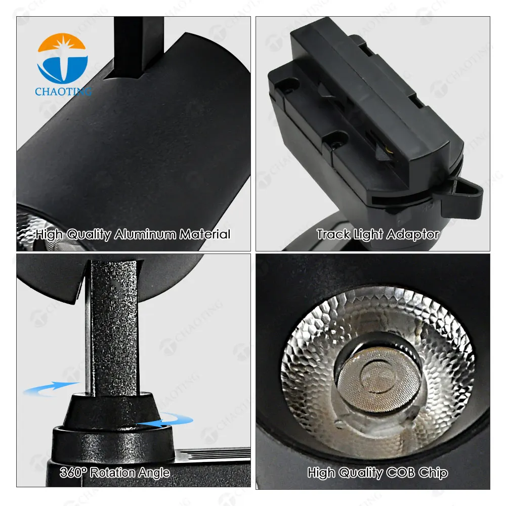 Adjustable Recessed/Surface-Mounted Aluminum LED Track Spotlight 24-40W 220-240V