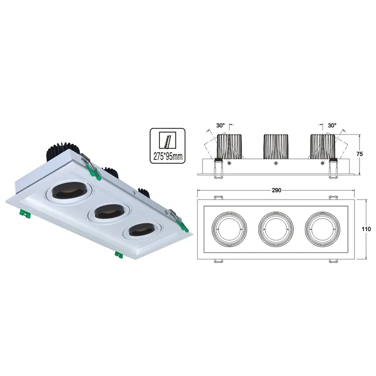 Anti-Glare Recessed Aluminum COB LED Downlight 7-20W